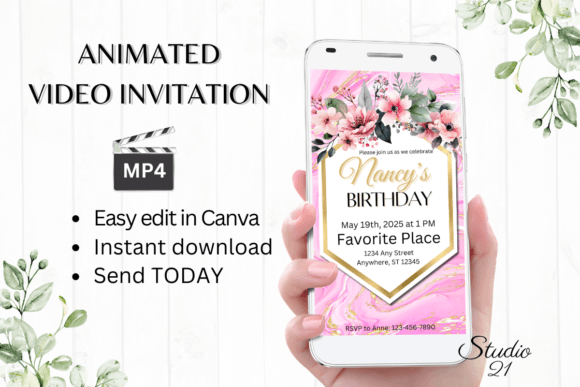 Digital Marble Birthday Evite: Your Modern Party Invitation