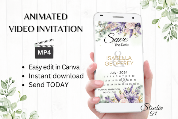 Digital Save the Date W2412B: A Modern Script for Instant Invitations