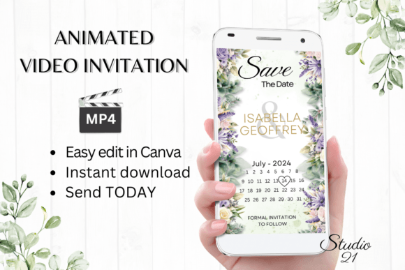Digital Save the Date W2414B: A Modern Animated Template