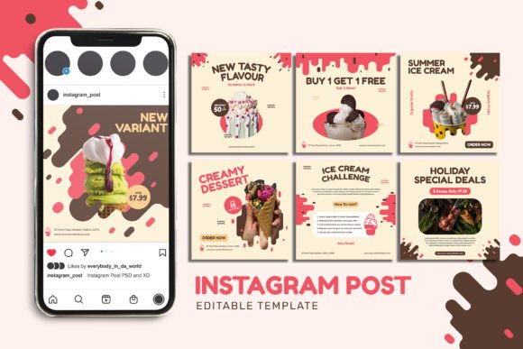 Elevate Your Feed: A Closer Look at the Ice Cream Store Instagram Post Template