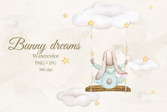 Enchanting Baby Bunny Dreams: Watercolor Art for Every Project