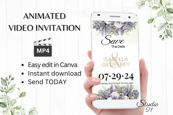 Modernize Your Wedding Announcements with Digital Save the Date W2418